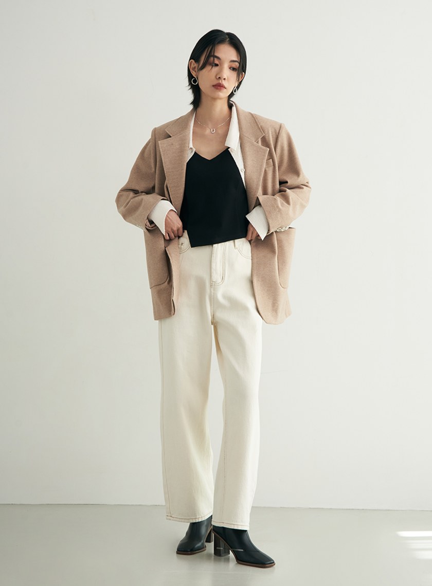 俐落單釦休閒西裝外套